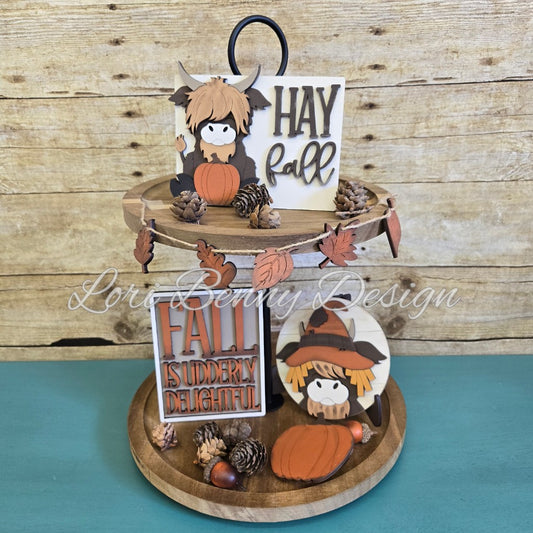 TAKE HOME KIT FALL HIGHLAND COW TIER TRAY SET NO SUPPLIES