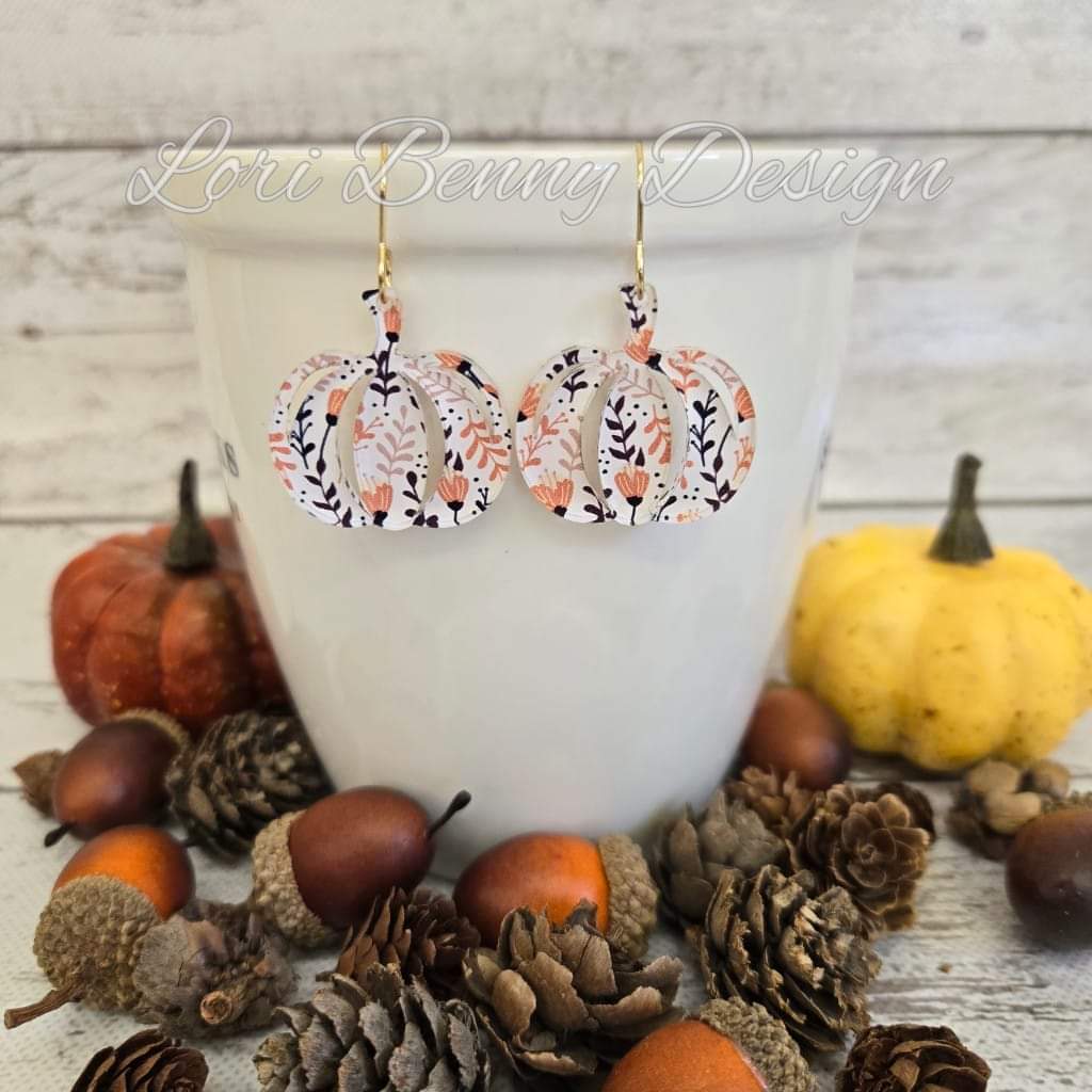 PUMPKIN EARRINGS peach floral